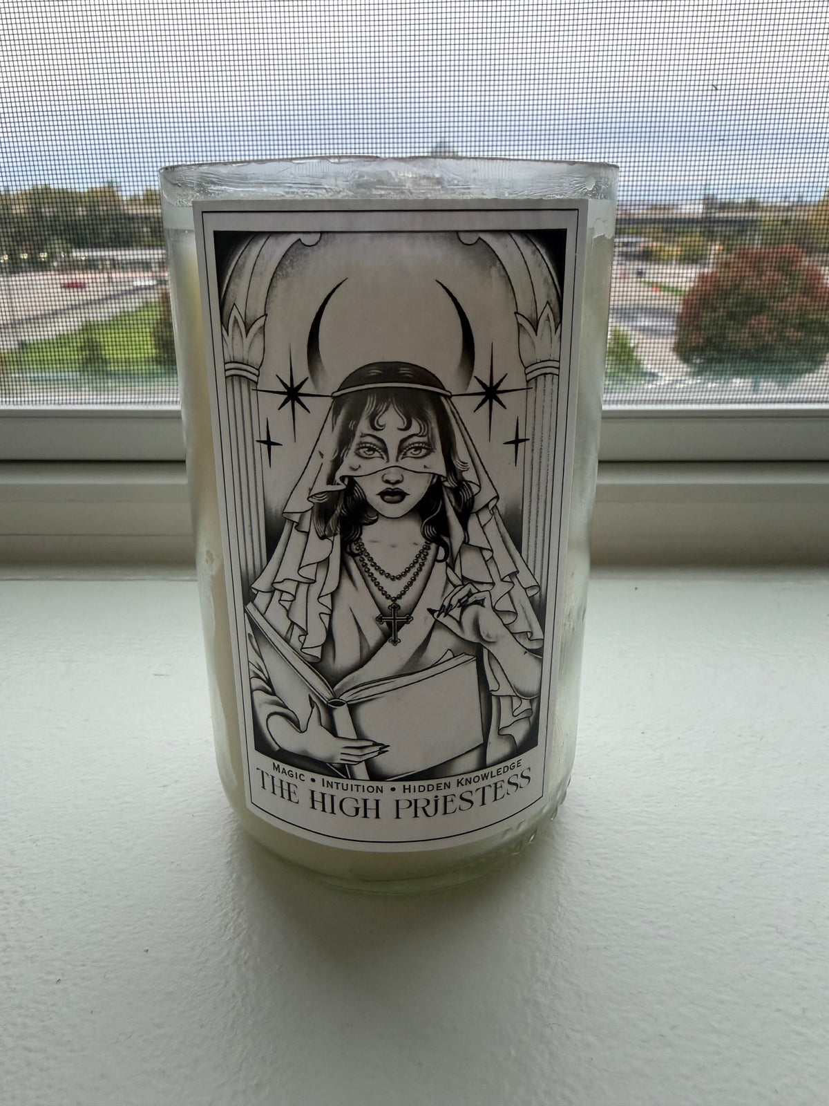 High Priestess Wine Bottle Tarot Candle