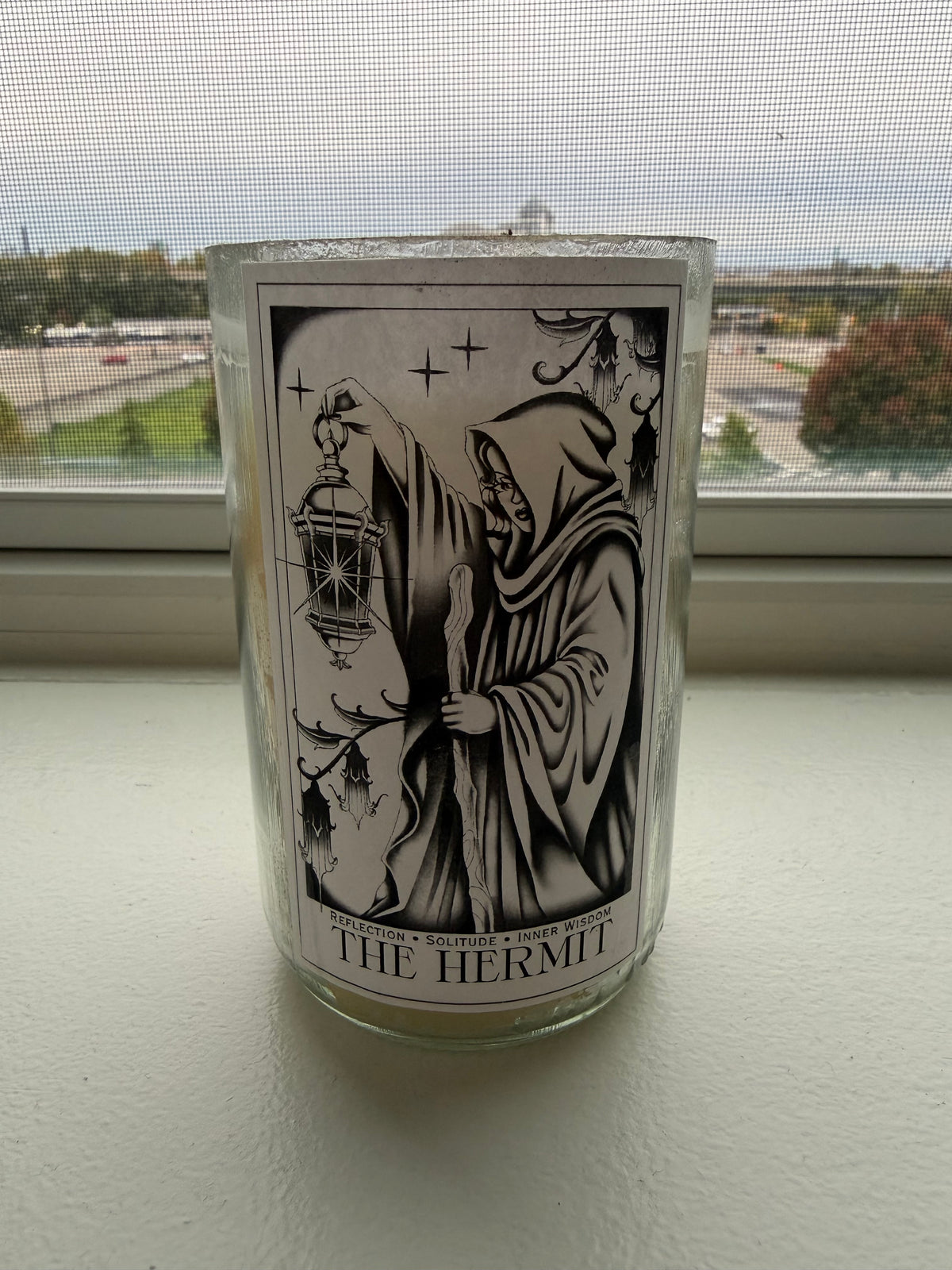 The Hermit Wine Bottle Tarot Candle