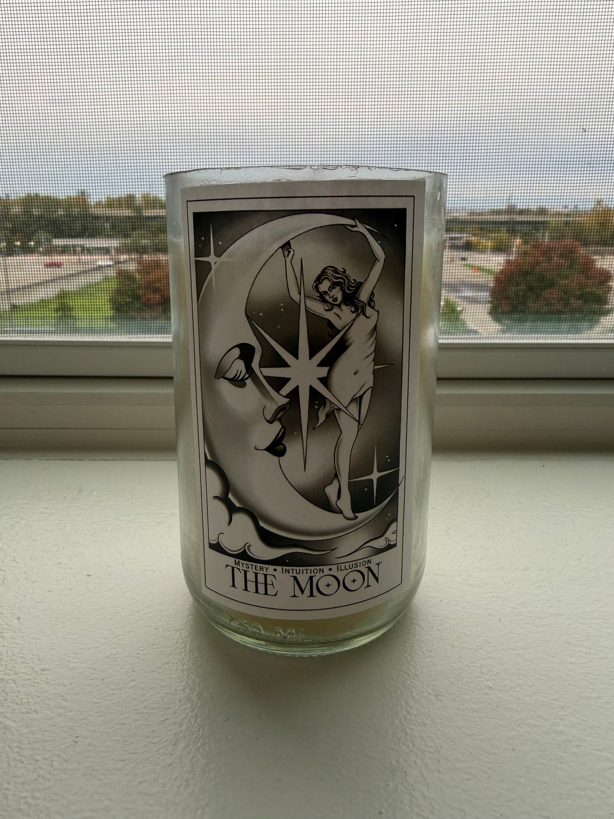 The Moon Wine Bottle Tarot Candle