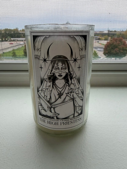 High Priestess Wine Bottle Tarot Candle