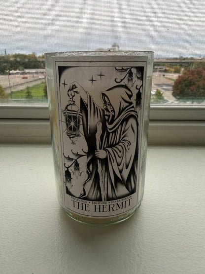 The Hermit Wine Bottle Tarot Candle